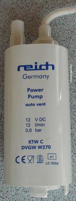 Wasserpumpe Tauchpumpe 0,6 bar Reich 12 L Entlüftung 12 V Pumpe 300f104-1 NEU