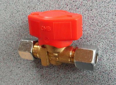 Gas Ventil Absperrventil Gasventil 1er für beidseitig 8mm Rohr rot OMB 70129Lg NEU