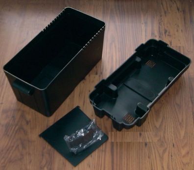 Batterie Box in Schwarz groß mit Deckel und Gurt Batteriekasten 322f341 NEU