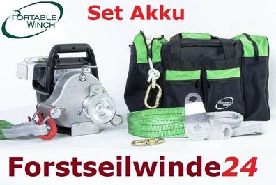 Forstseilwinde, Spillwinde, Seilwinde SET PCW 3000 Li Akku tragbar Weltneuheit