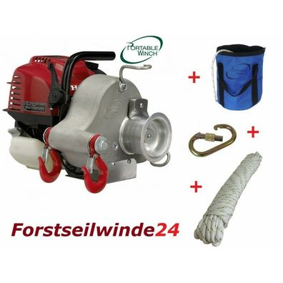 Set Forstseilwinde PCW 3000 / Benzin Seilwinde / Spillwinde