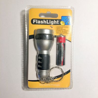 Schlüsselanhänger silberne Taschenlampe / Flashlight 7,5 cm groß