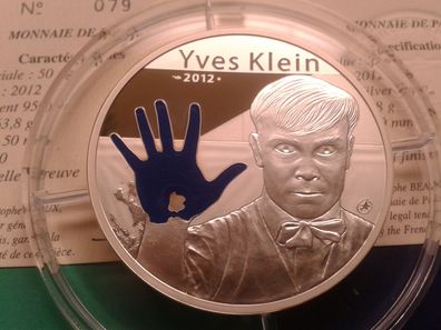 50 euro 2012 PP Frankreich Yves Klein Farbmünze 5 Unzen 155,5g Silber nur 136 Stück