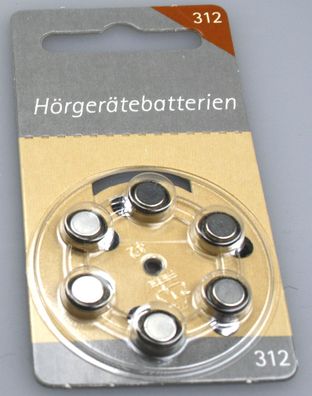 Hörgerätebatterien Größe 312er 6 Stück von Hörex Basic