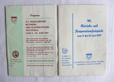 DDR Memlebener Betriebs und Kooperationsfestspiele 1977 + 1985 Memleben