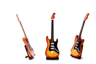Miniatur E-Gitarre orange schwarz akustik mini Deko Gitarre aus Holz 24cm