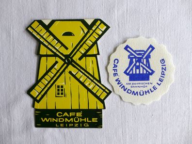 DDR Speisekarte Cafe Windmühle Leipzig + Papier Untersetzer