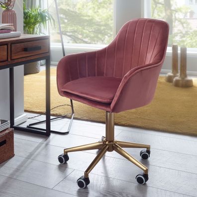 Amstyle Schreibtischstuhl Samt Rosa Drehstuhl mit Lehne 120kg Schalenstuhl Stuhl