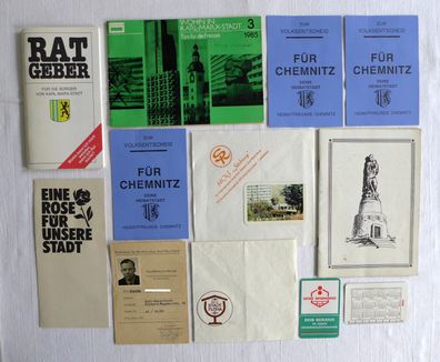 Konvolut DDR Karl Marx Stadt Chemnitz Prospekt Heft Kalender Ausweis Volksentscheid