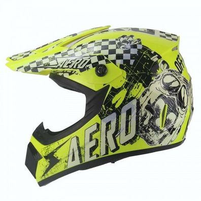 AERO Skeleton Crosshelm für Kinder gelb / schwarz Motocrosshelm Helm Kinderhelm