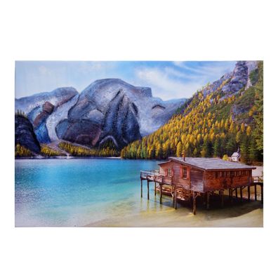 Wandgemälde Landschaft HWC-H25, Leinwandbild Sandgemälde Gemälde, handgemalt XL