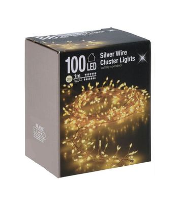 Silver Wire Cluster Lights - 100 LED / 1m - Micro Büschel Lichterkette Leuchtdraht