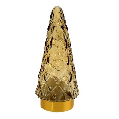 LED Tanne Tannen Baum gold H=24cm Champagner Glanz mit Timer Weihnachten xmas