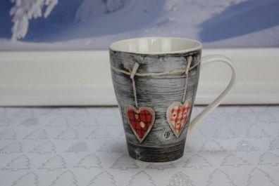 Kaffeebecher Teebecher Herzdekor Porzellan 11 cm Tasse Pott Liebe Weihnachten: C