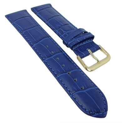 Minott Uhrenarmband Leder blau mit Alligatorprägung 28372