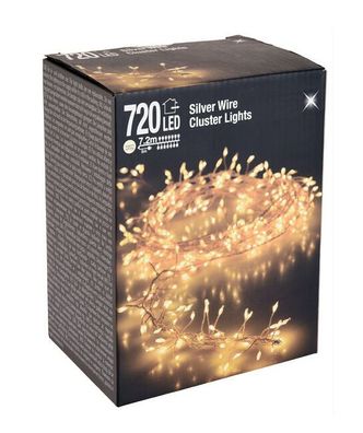 Silver Wire Cluster Lights - 720 LED / 7,2m - Micro Büschel Lichterkette Leuchtdraht
