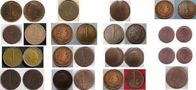 Niederlande 10x 1 Cent Münzen Nederlanden 1948 bis 1980. Gute Erhaltung. 10 Münzen