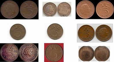 Niederlande 2x 5 Cent Münzen Nederlanden 1948 + 1950. Gute Erhaltung. 2 Münzen