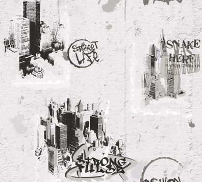 A.S. Création Graffiti Tapete Schwarz 684011 ausgefallen Tapete Modern Stuktur