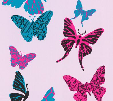 A.S. Création Tapete Schmetterlinge Violett Rosa Blau Papier 936342 Wandtapete