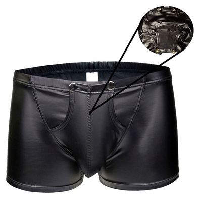 Unterhose für Männer Lederoptik Unterhose Herren Boxershort Short Schwarz M L XL 2XL