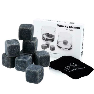 Whisky Granit Steine 9 Stück Wiederverwendbare Eiswürfel mit Samtbeutel Geschenk