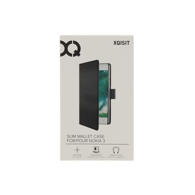 XQISIT Slim Wallet Handytasche Nokia 3 Schutzhülle Case Schale BookCover schwarz