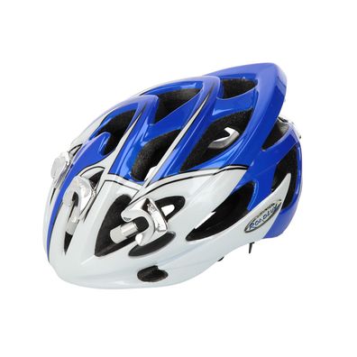Roadluxhelm Gr.S (50-54cm) Fahrradhelm LED-Leuchten Helm blau/ weiß