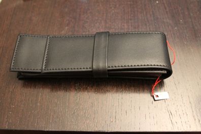 Mäppchen für 2 Schreibgeräte; Etui für 2 Schreibgeräte, Leder, schwarz