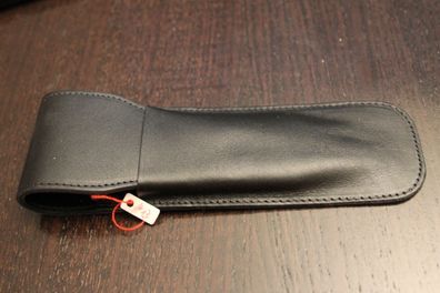 Mäppchen für 2 Schreibgeräte; Etui für 2 Schreibgeräte, schwarzes Leder,