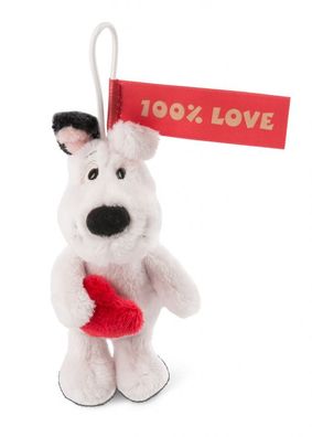 Nici 46071 Anhänger Loop Love Hund 11cm mit Herz im Arm 100% Love Plüsch