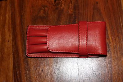 Mäppchen für 3 Schreibgeräte; Etui für 3 Schreibgeräte, Leder, rot