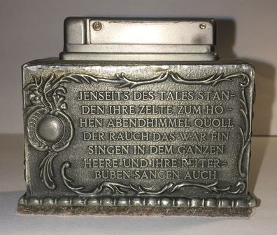 Altes HB Tischfeuerzeug aus Zinn mit Spruch