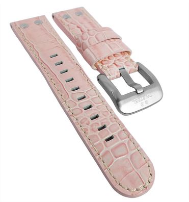 TW STEEL Uhrenarmband 22mm | Leder rosa mit Kroko-Optik für TW30