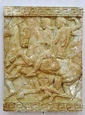 Wandbild Wand Bild römisch Kampf Pferd Hand bemalt 3 D Relief