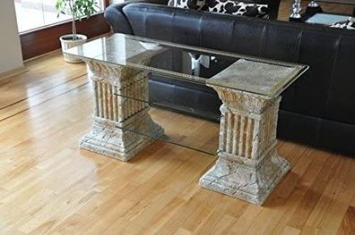 Esstisch Tisch Glastisch Glas Tisch Wohnzimmer Hand bemalt Säulen