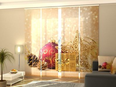 Foto-Schiebegardine Weihnachts Dekoration, Flächenvorhang mit Motiv, Gardine auf Maß