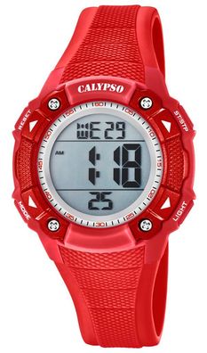 Calypso Damenuhr digital Quarz Alarm Stoppuhr Kunststoff rot K5728/3