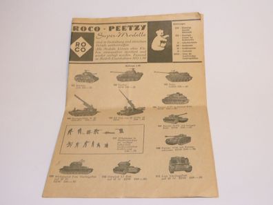 Roco - Peetzy Super-Modelle - Broschüre 1965 - 4 seitiges Faltblatt