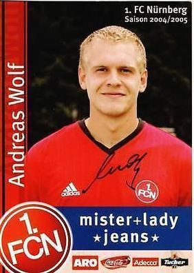 Andreas Wolf 1. FC Nürnberg 2004/05 Autogrammkarte + A 64543