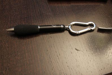 Kugelschreiber "Snap"; Ballpoint Pen; Gummigriffstück, schwarz, mit Karabinerhaken