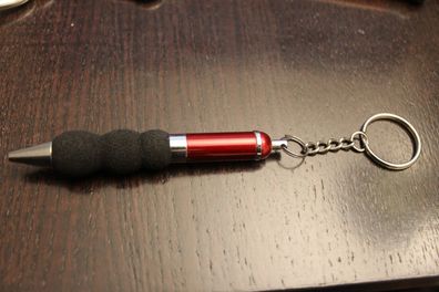 Kugelschreiber "Pocket"; Ballpoint Pen; Gummigriffstück, rot, mit Kette