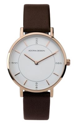 Adora | Damenuhr Ø 31mm | Lederband & Edelstahl, roségoldfarben 33336