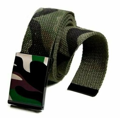 Herren und Damen Gürtel Camouflage Gurt Accessoires mit Schnalle 110cm 115cm