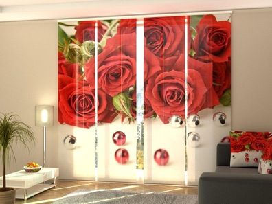 Foto-Schiebegardine Rosen und Perlen, Flächenvorhang mit Motiv, Gardine auf Maß