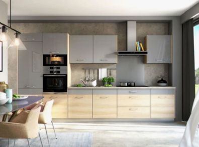 Küche Küchenzeile Havanna Holz / grau individuell stellbar