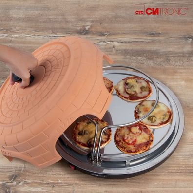 Clatronic Terrakotta Pizzaofen Pizza-Ofen für 6 Personen Miniofen Tischofen PO 3682