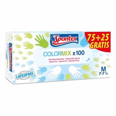 Spontex Einmalhandschuhe Color Mix 100St. Einweghandschuhe, Haushaltshandschuhe