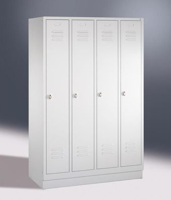 Garderoben- Stahlspinde, 4 Türen mit Sockel, Breite 1220 mm, in 3 Farben