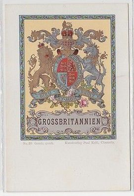 15945 Wappen Ak Lithographie Königreich Großbritannien um 1900